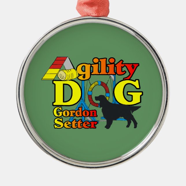 Gordon Setter Agility Silbernes Ornament (Vorne)