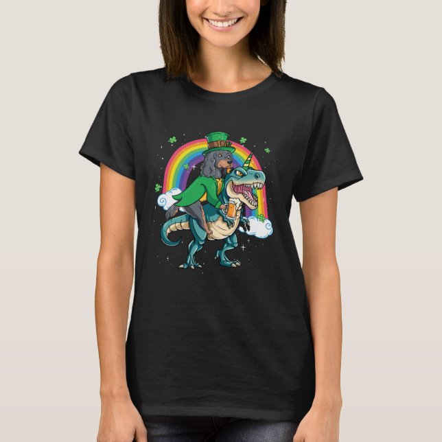 Gordon Setter Beer Dino Rex Horn Rainbow T-Shirt (Vorderseite)