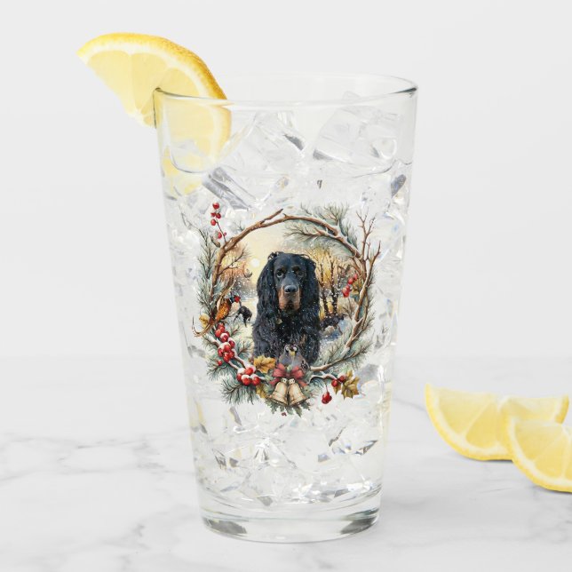 Gordon Setter Christmas Joy – Seasonal Dog Art Glas (Vorderseite Ice)