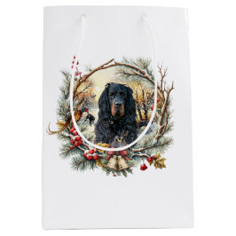 Gordon Setter Christmas Joy – Seasonal Dog Art Mittlere Geschenktüte