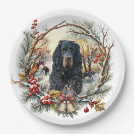 Gordon Setter Christmas Joy – Seasonal Dog Art Pappteller