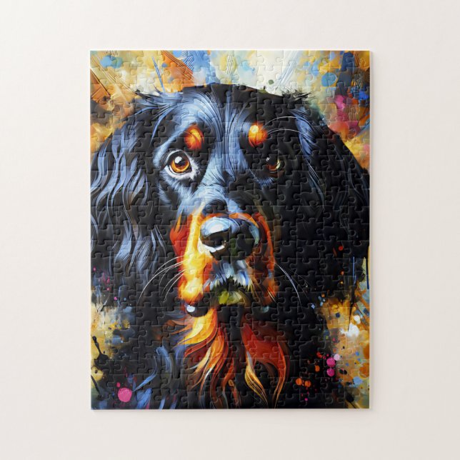 Gordon Setter Dog Acrylic Print | Bunt Puzzle (Vertikal)