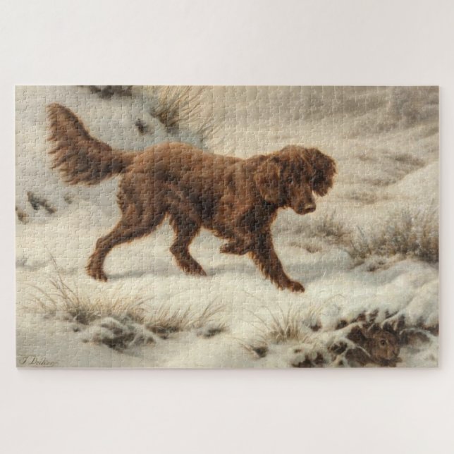 Gordon Setter Dog in einer schneesicheren Winterla Puzzle (Horizontal)