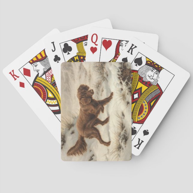 Gordon Setter Dog in einer schneesicheren Winterla Spielkarten (Rückseite)