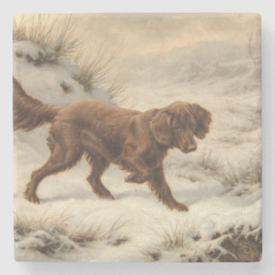 Gordon Setter Dog in einer schneesicheren Winterla Steinuntersetzer