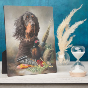 Gordon Setter, Duckjagd Plaque Fotoplatte