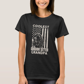 Gordon Setter Grandpa Vintager amerikanischer Flag T-Shirt