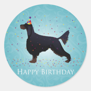 Gordon Setter Happy Birthday Design Runder Aufkleber