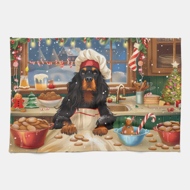 Gordon Setter Holiday Baking: Feierliche Weihnacht Geschirrtuch (Horizontal)
