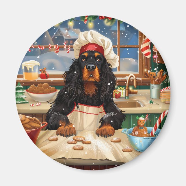 Gordon Setter Holiday Baking: Feierliche Weihnacht Magnet (Vorne)