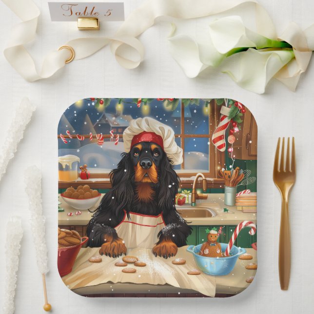 Gordon Setter Holiday Baking: Feierliche Weihnacht Pappteller (Hochzeit)