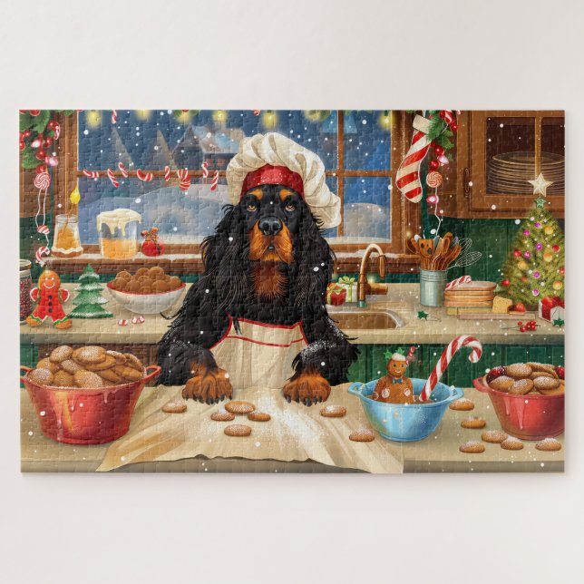 Gordon Setter Holiday Baking: Feierliche Weihnacht Puzzle (Horizontal)