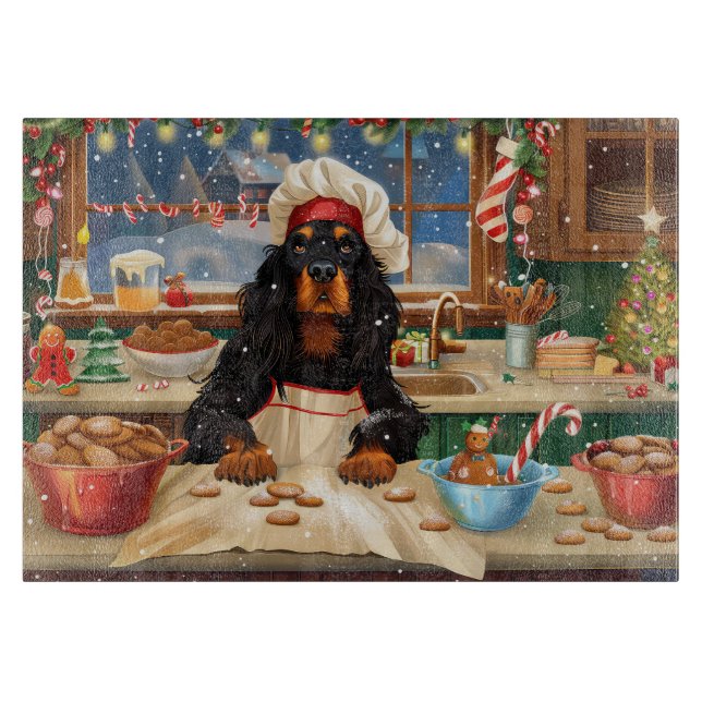Gordon Setter Holiday Baking: Feierliche Weihnacht Schneidebrett (Vorderseite)