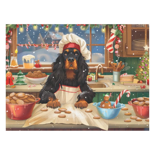 Gordon Setter Holiday Baking: Feierliche Weihnacht Tischdecke (Vorderseite (Horizontal))