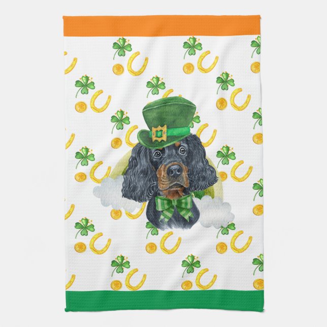 Gordon Setter Holiday Wohngestaltung St Patricks D Geschirrtuch (Vertikal)
