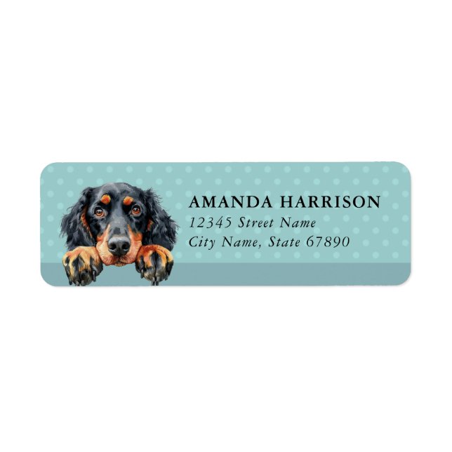 Gordon Setter Hund Rücksendeadressetiketten (Vorne)