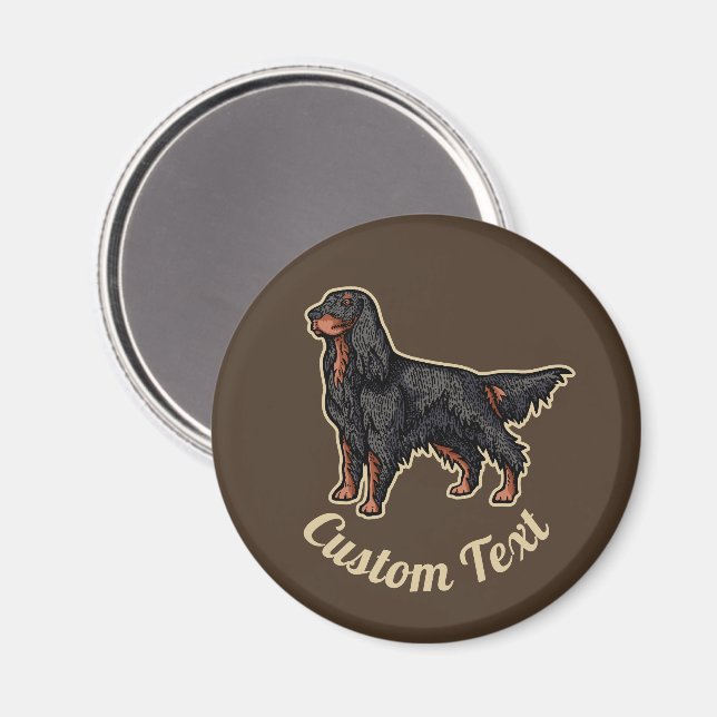 Gordon Setter Illustration Magnet (Vorderseite/Rückseite)