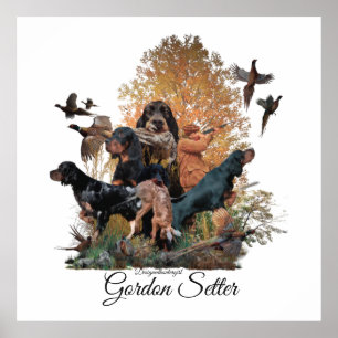 Gordon Setter, Jagdsaison Canvas Print Poster