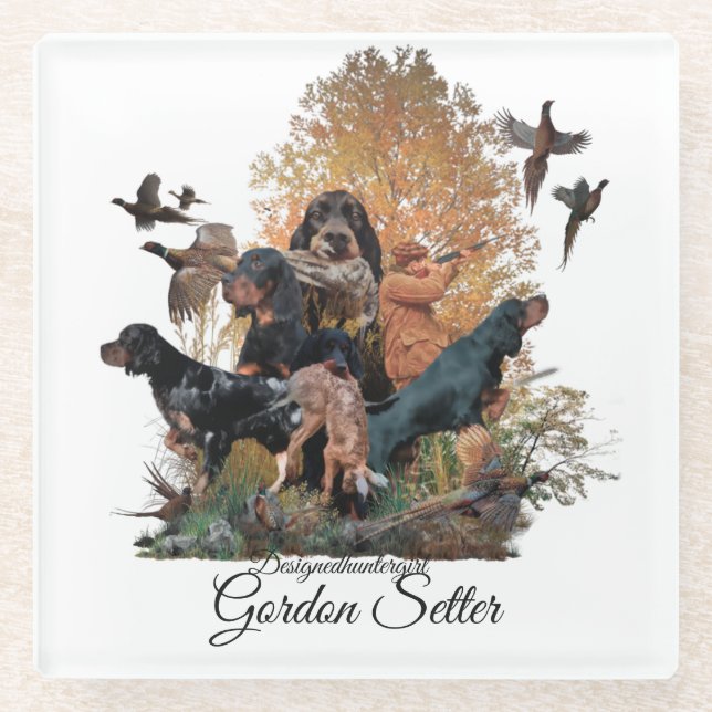 Gordon Setter, Jagdsaison Holzwall Art Kaffee Glasuntersetzer (Vorderseite)