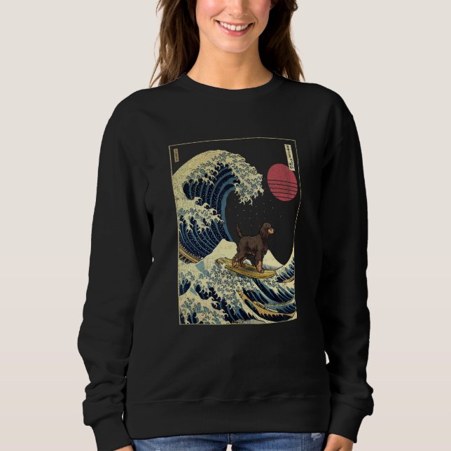 Gordon Setter Japanese Kanagawa Wave  Surf Dog Sweatshirt (Vorderseite)