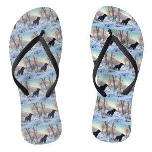 Gordon Setter lässt es Weihnachten schnee Flip Flops