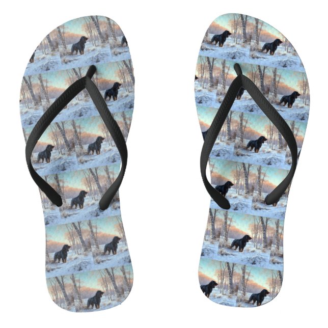 Gordon Setter lässt es Weihnachten schnee Flip Flops (Fußbett)