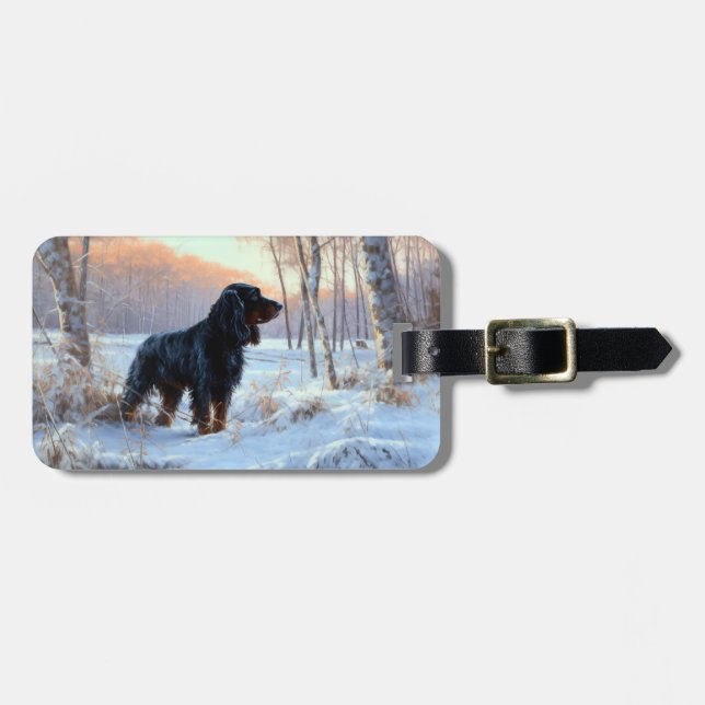 Gordon Setter lässt es Weihnachten schnee Gepäckanhänger (Vorderseite horizontal)