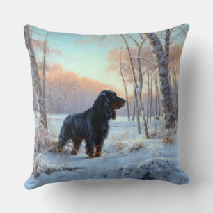 Gordon Setter lässt es Weihnachten schnee Kissen