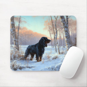 Gordon Setter lässt es Weihnachten schnee Mousepad