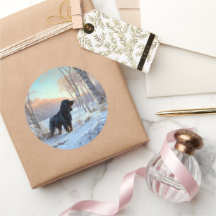 Gordon Setter lässt es Weihnachten schnee Runder Aufkleber