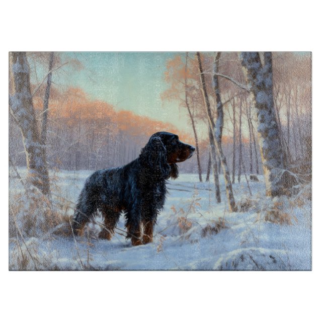 Gordon Setter lässt es Weihnachten schnee Schneidebrett (Vorderseite)