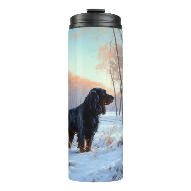 Gordon Setter lässt es Weihnachten schnee Thermosbecher (Vorderseite)