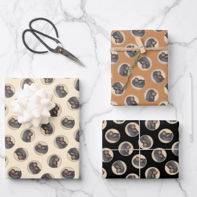 Gordon Setter Malerei Schwarz Niedlich Original Do Geschenkpapier Set (Vorderseite)