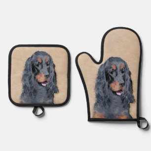 Gordon Setter Malerei Schwarz Niedlich Original Do Ofenhandschuh & Topflappen-Set