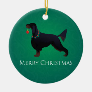 Gordon Setter Merry Christmas Design Keramik Ornament
