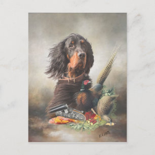 Gordon Setter mit Fasanen, Kunst Feiertagspostkarte