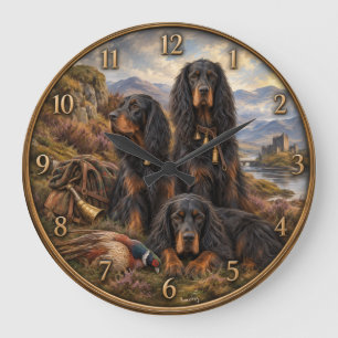 Gordon Setter mit Fasanen, Kunst Große Wanduhr