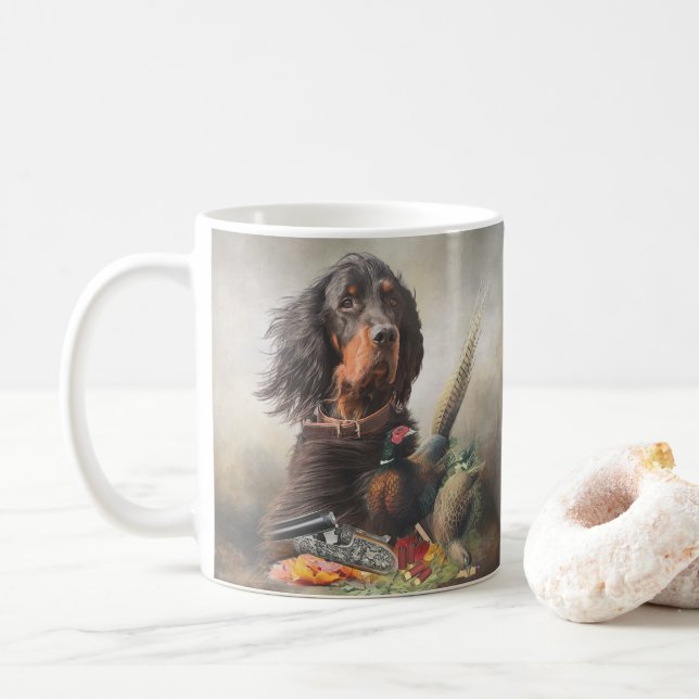 Gordon Setter mit Fasanen, Kunst Kaffeetasse (Mit Donut)