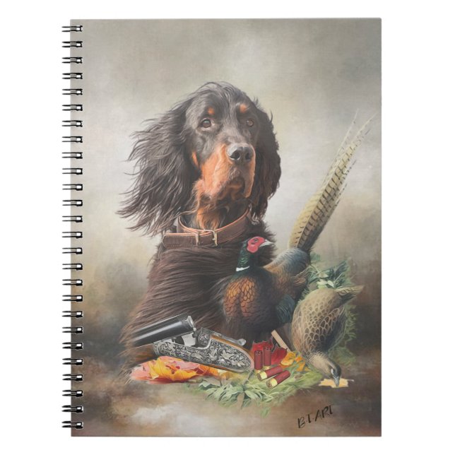 Gordon Setter mit Fasanen, Kunst Notizblock (Vorderseite)