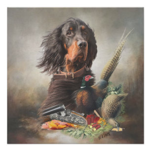 Gordon Setter mit Fasanen, Kunst Poster