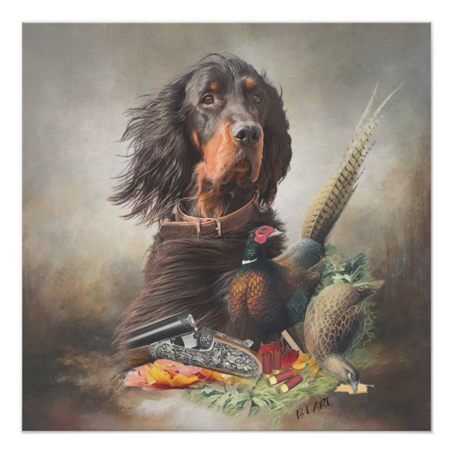 Gordon Setter mit Fasanen, Kunst Poster (Vorderseite)