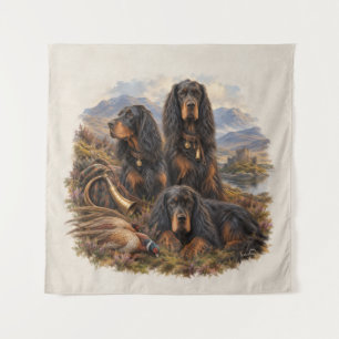 Gordon Setter mit Fasanen, Kunst Wandteppich