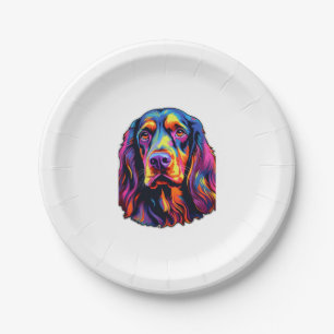Gordon Setter Neon Design Pappteller