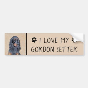 Gordon Setter Painting - Niedliche Original Dog Ar Autoaufkleber