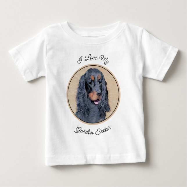 Gordon Setter Painting - Niedliche Original Dog Ar Baby T-shirt (Vorderseite)