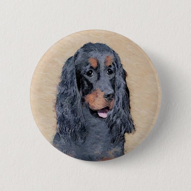 Gordon Setter Painting - Niedliche Original Dog Ar Button (Vorderseite)