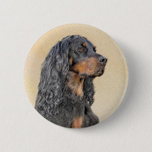 Gordon Setter Painting - Niedliche Original Dog Ar Button