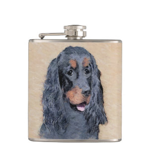 Gordon Setter Painting - Niedliche Original Dog Ar Flachmann