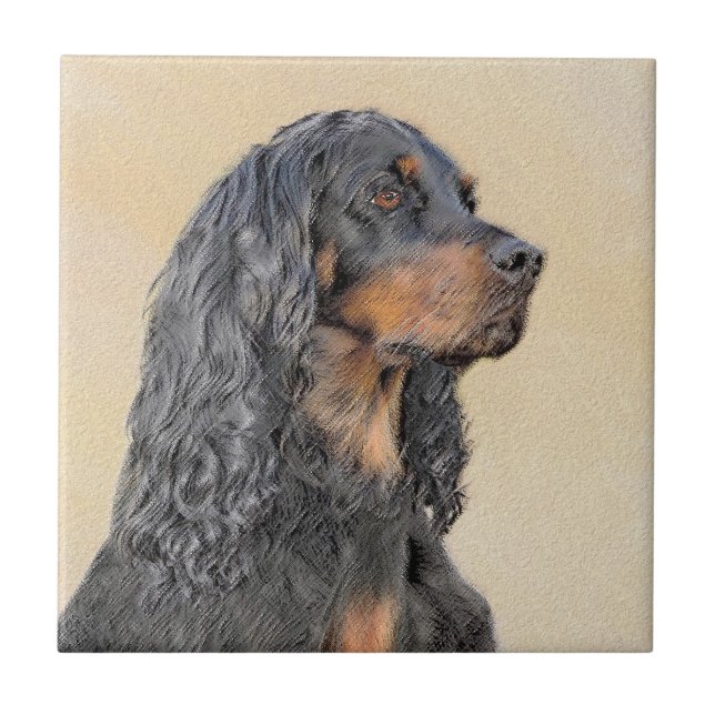 Gordon Setter Painting - Niedliche Original Dog Ar Fliese (Vorderseite)