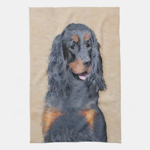 Gordon Setter Painting - Niedliche Original Dog Ar Geschirrtuch